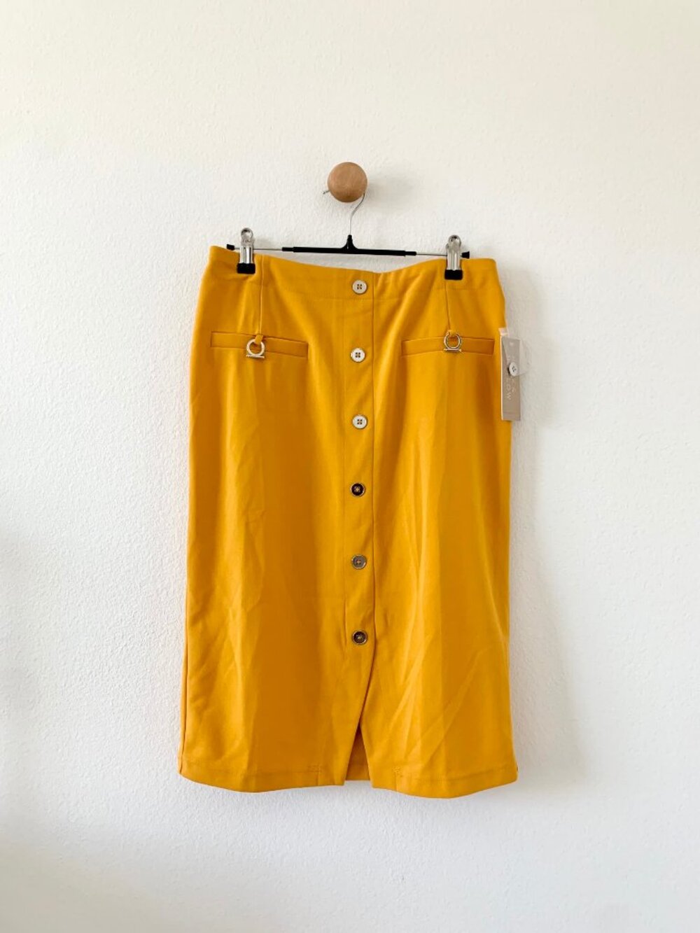 Hope & Harlow Yellow Work Formal Pencil Midi Mini Skirt Small